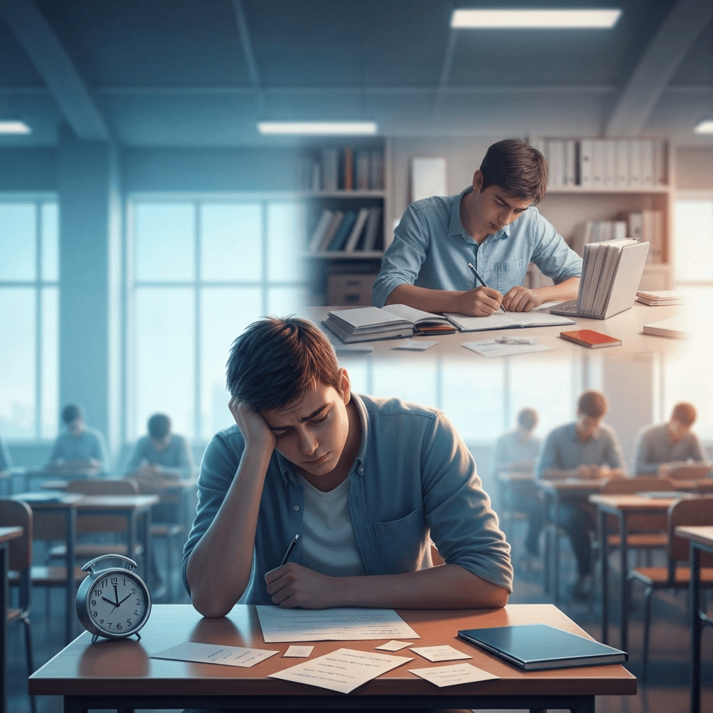 چرا در آزمون بدتر از تمرین می‌زنیم؟ راهنمای کامل برای افزایش عملکرد آزمونی