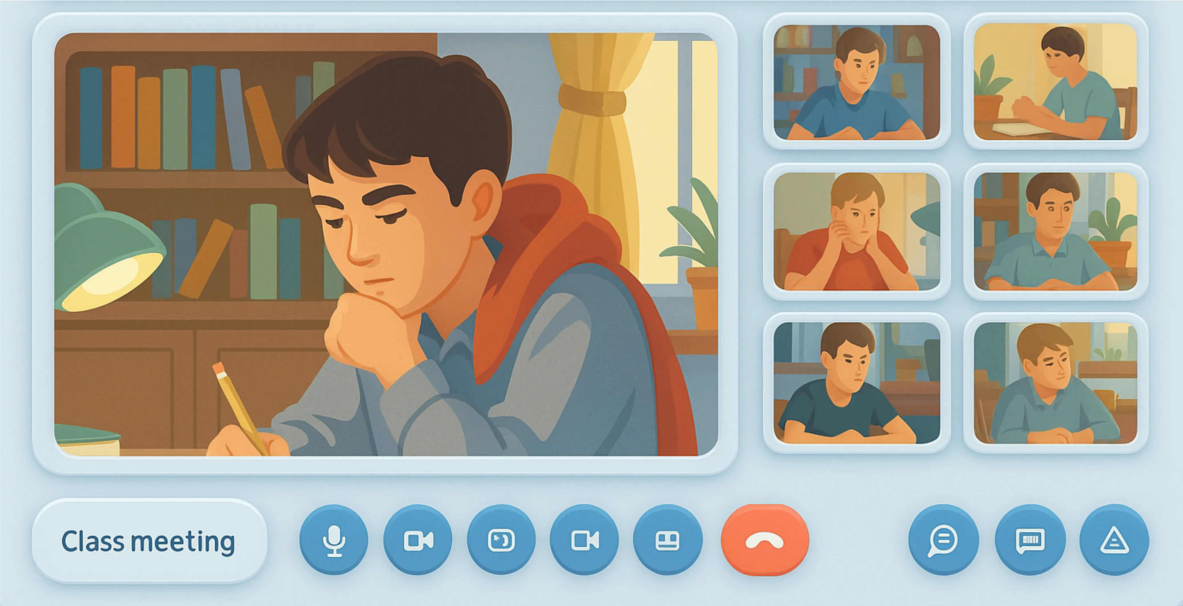 دانشآموز در حال مطالعه در محیط یوحنا